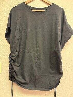 City Chic Black Short Sleeve Side-Ruched Tee